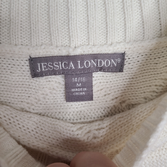 Jessica London Boatneck Cream Cable Knit Tunic Sweater Ladies Size Medium - Picture 3 of 9